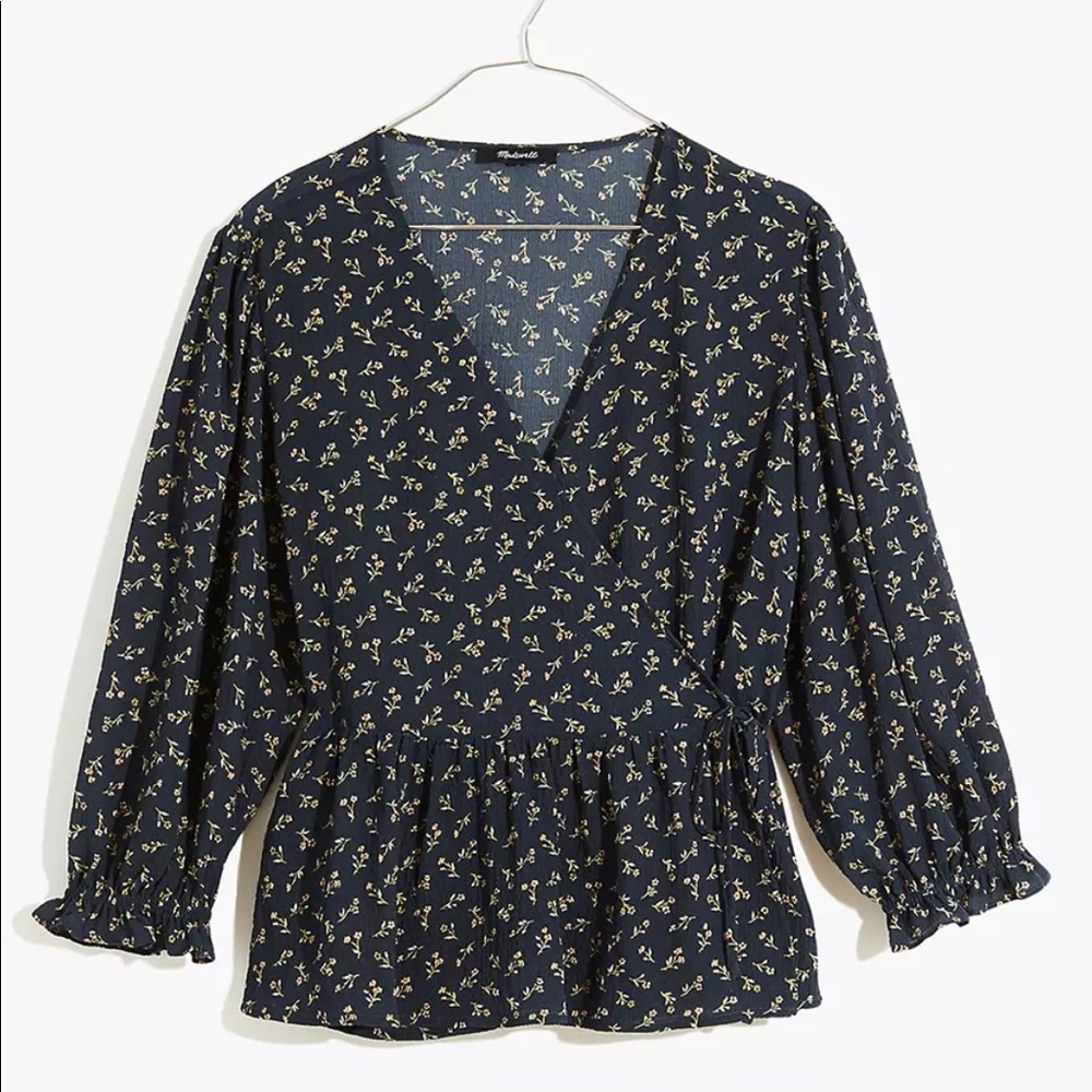 Madewell Floral Peplum Wrap Top
